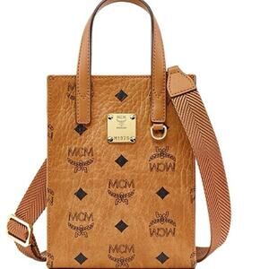 MCM Cognac Genuine Leather Mini Tote Bag 5.3” x 7” x 1.75” w/ Dust Bag